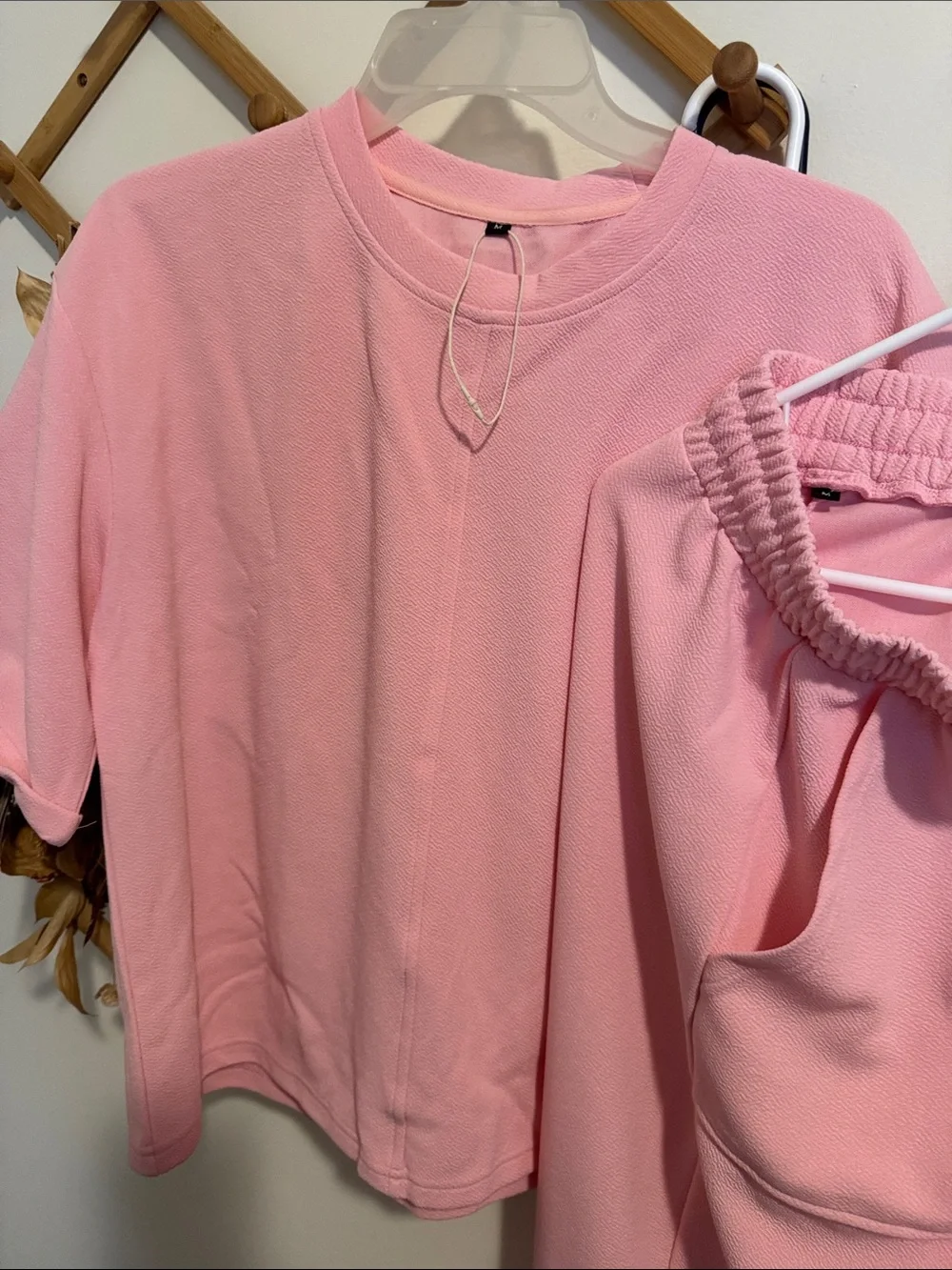 NWOT Soft Pink Two-Piece Loungewear Set - Top & Drawstring Pants